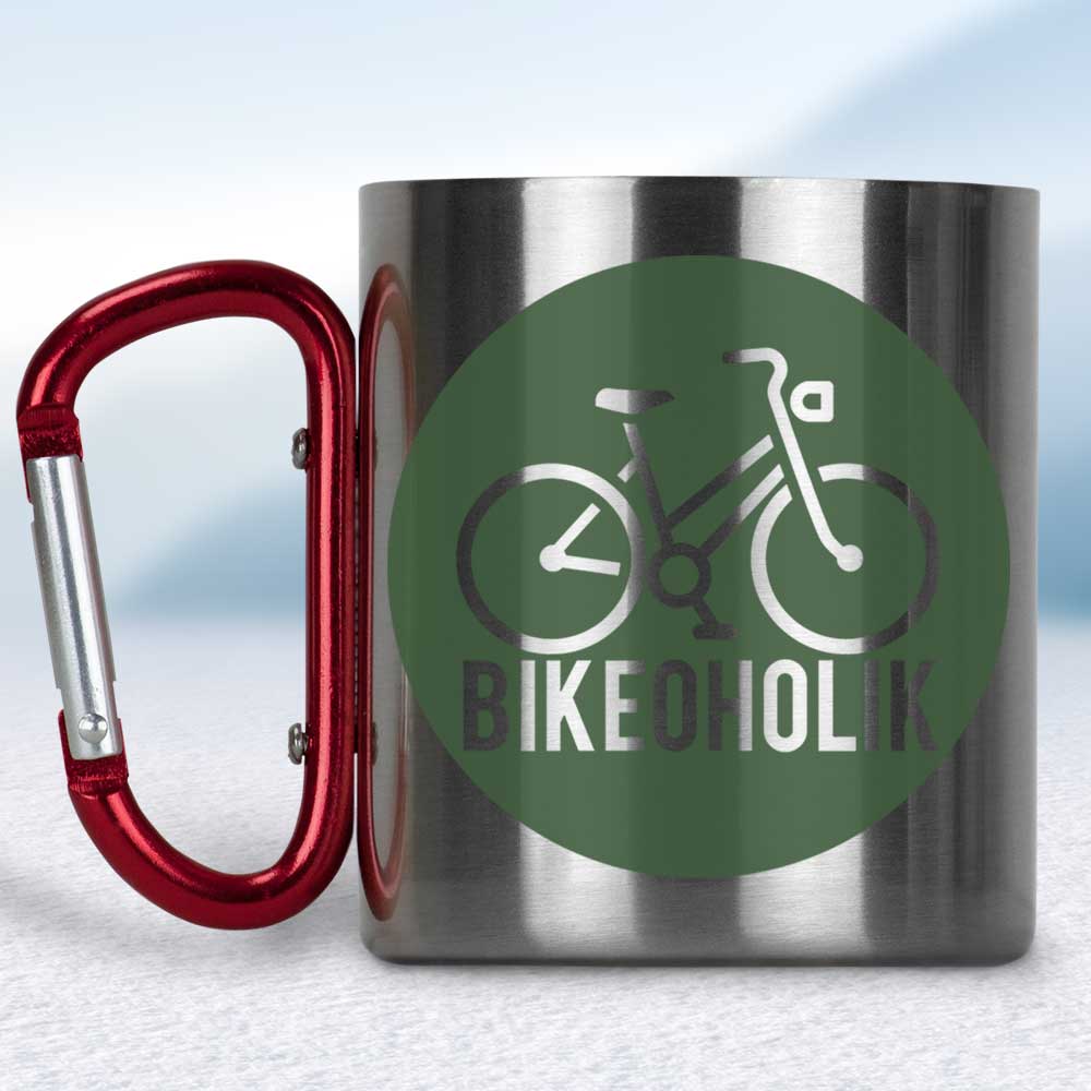 Nerezový turistický hrnček s karabínkou