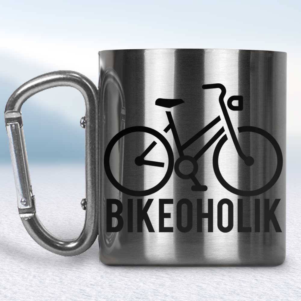 Nerezový turistický hrnček s karabínkou