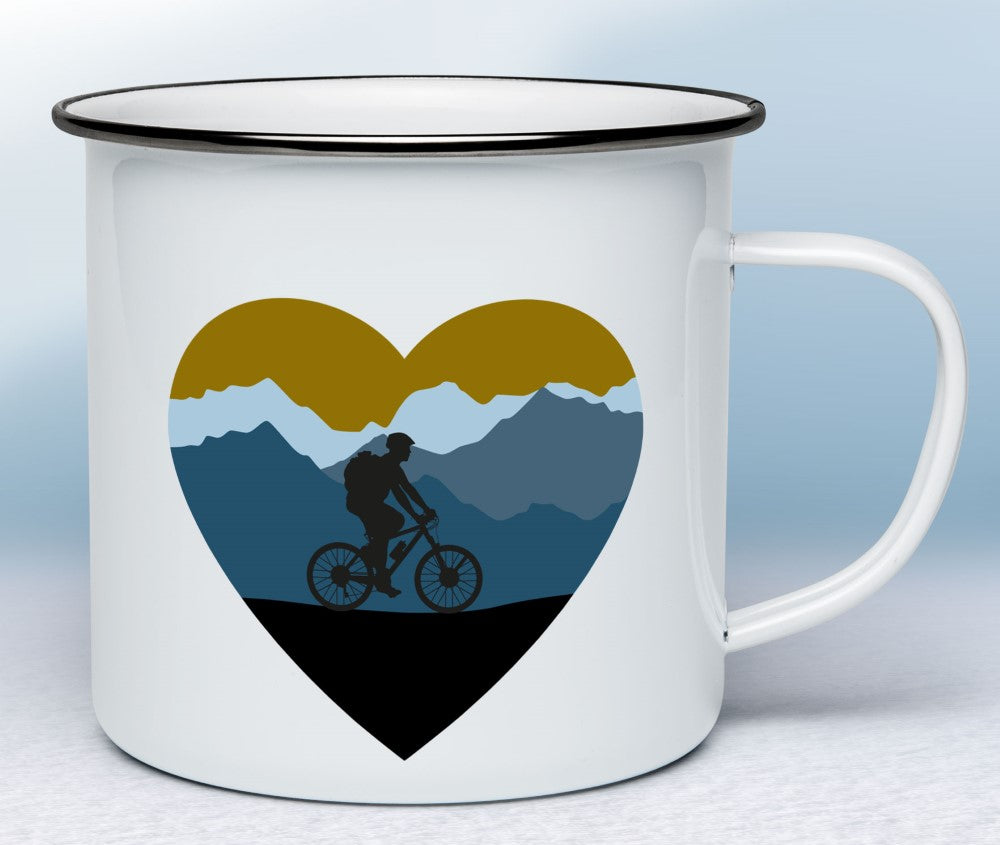 Smaltovaný hrnček cyklista