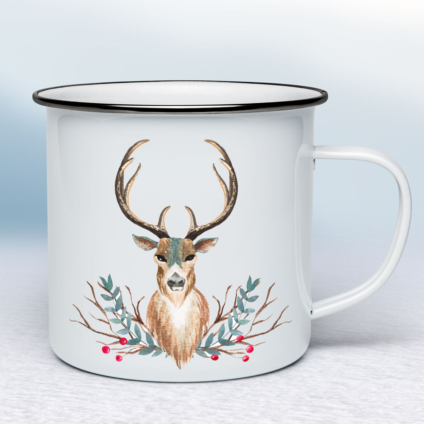 Smaltovaný hrnček s jeleňom