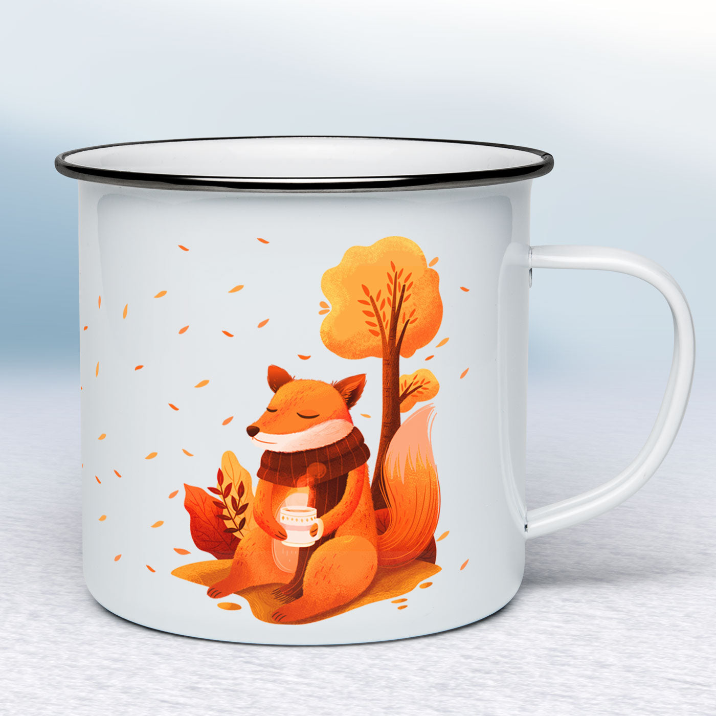 Smaltovaný hrnček s líškou