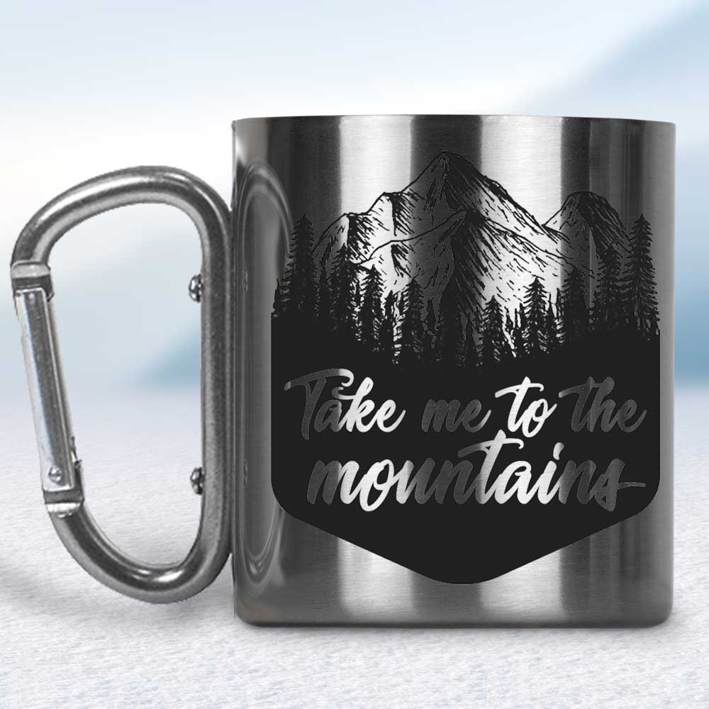 Nerezový turistický hrnček s karabínkou