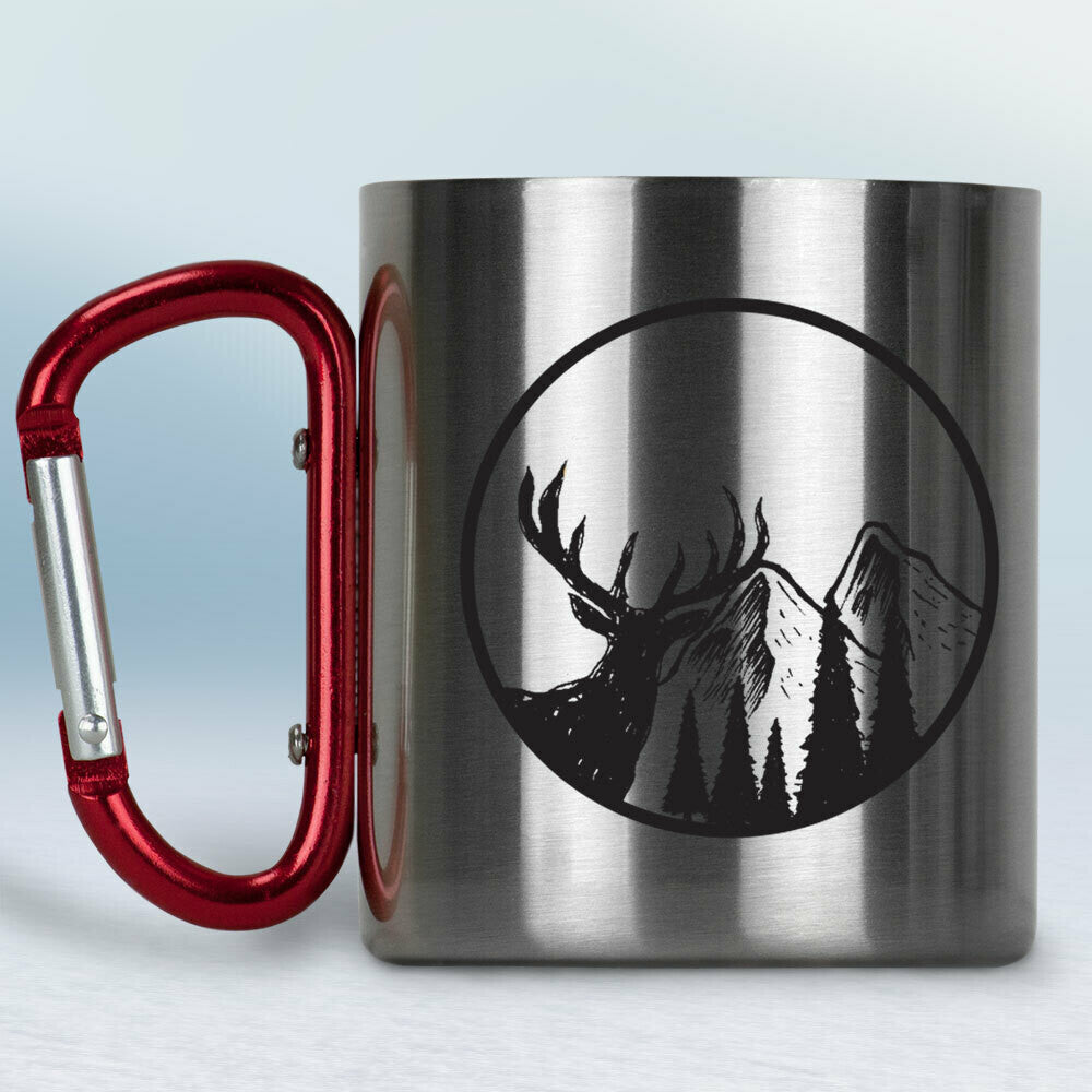 Kovový turistický hrnček s karabínkou