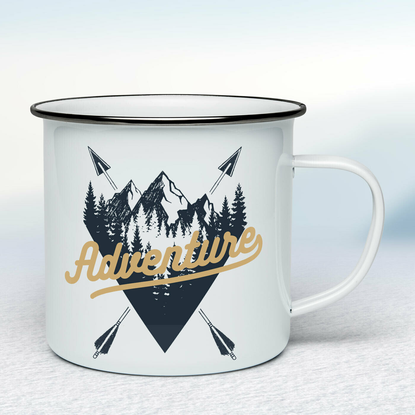 Smaltovaný hrnček - biely - Adventure
