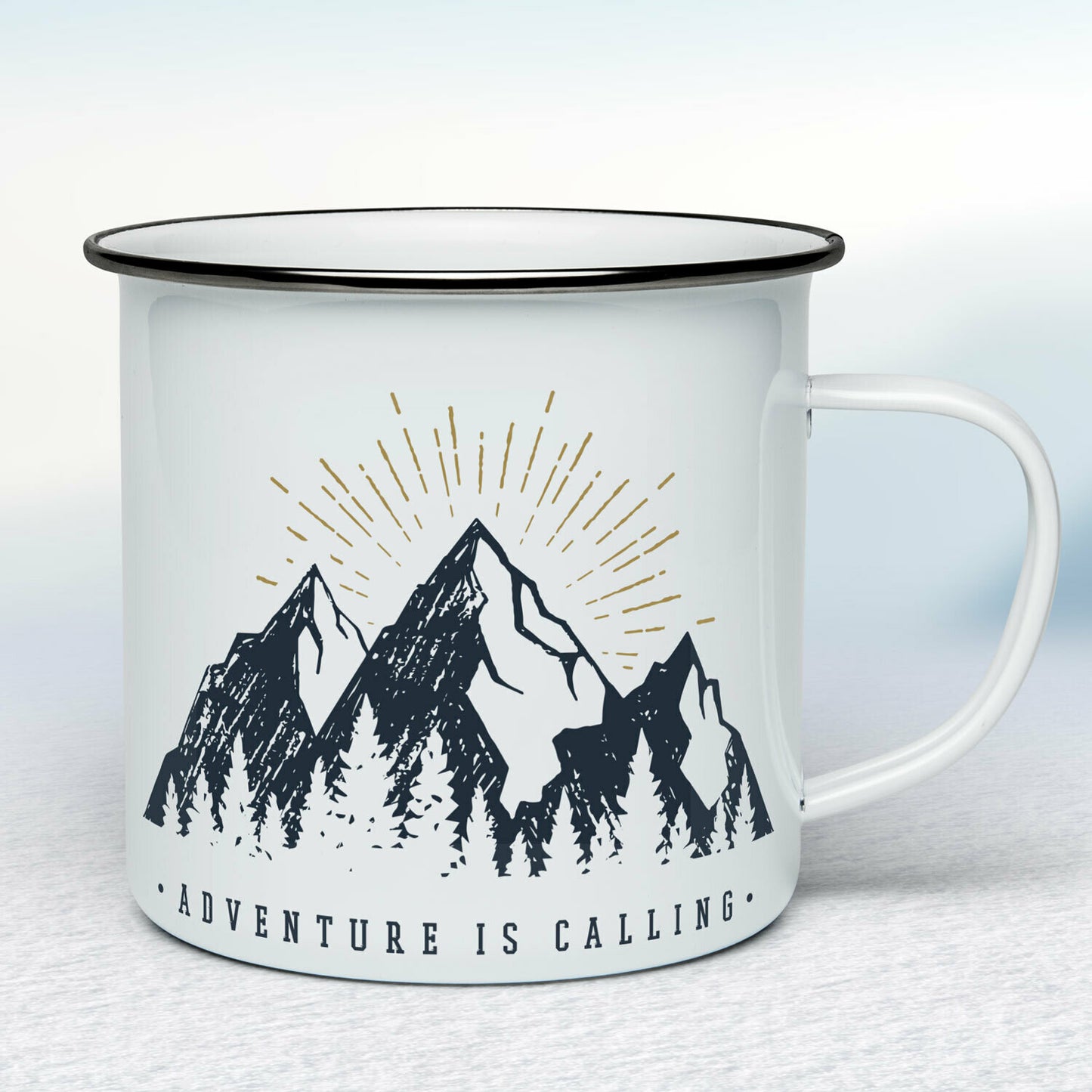 Smaltovaný hrnček - biely - Adventure is calling