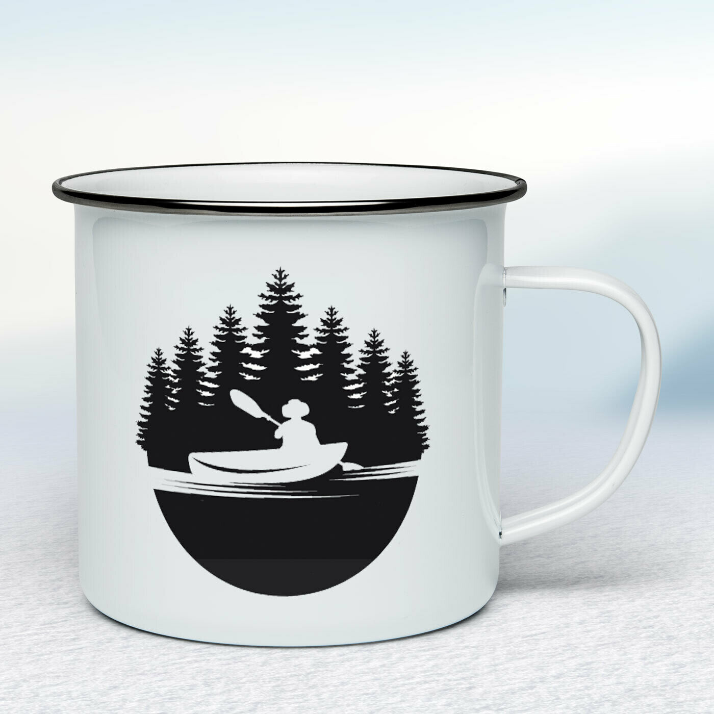 Smaltovaný hrnček - biely - Kanoe relax