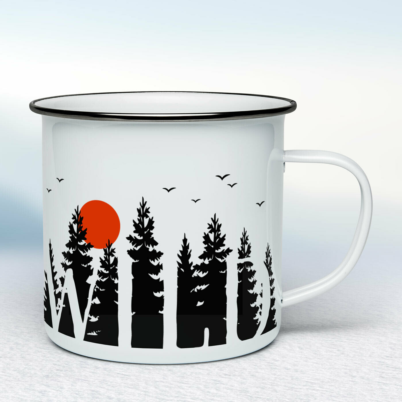 Smaltovaný hrnček - biely - Wild