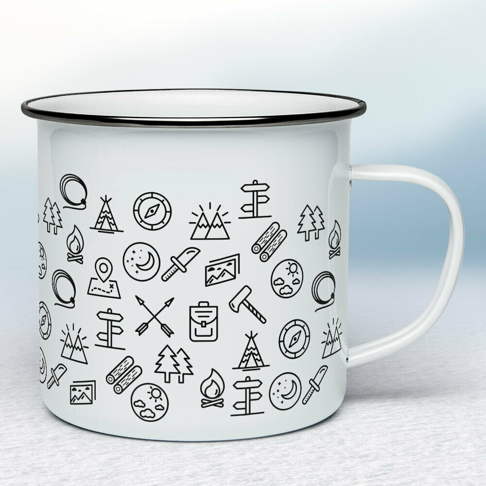 Smaltovaný hrnček - biely - Explorer