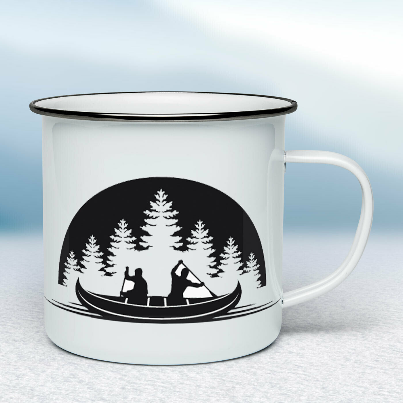 Smaltovaný hrnček - biely - Kanoe friends