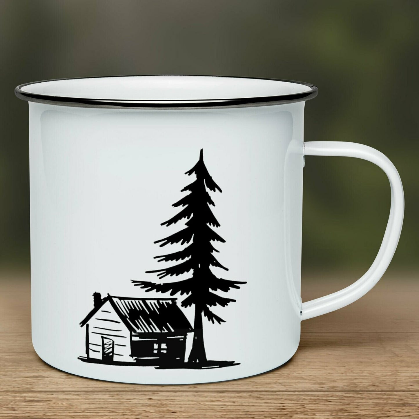 Smaltovaný hrnček - biely - Na chate