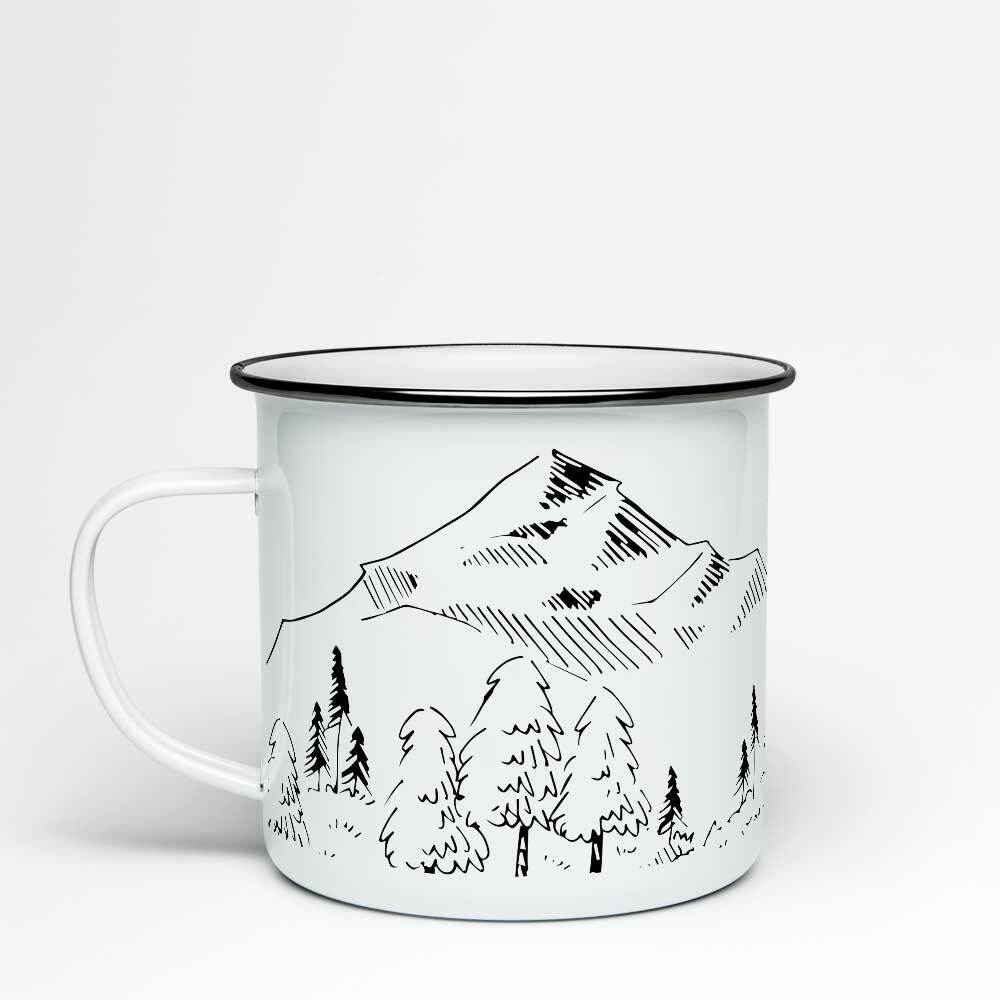 Smaltovaný hrnček - biely - Nature. cheaper than therapy