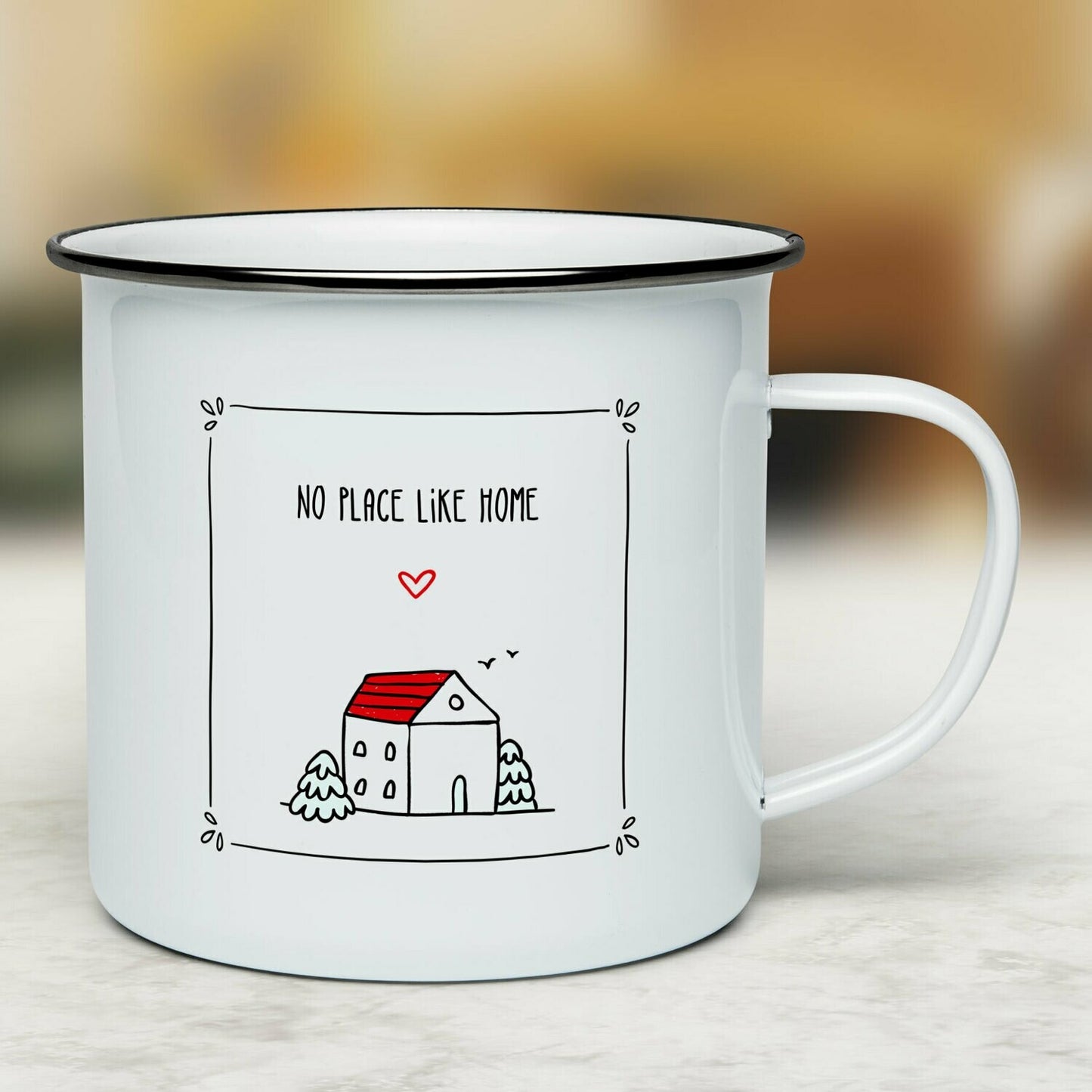 Smaltovaný hrnček - biely - No place like home