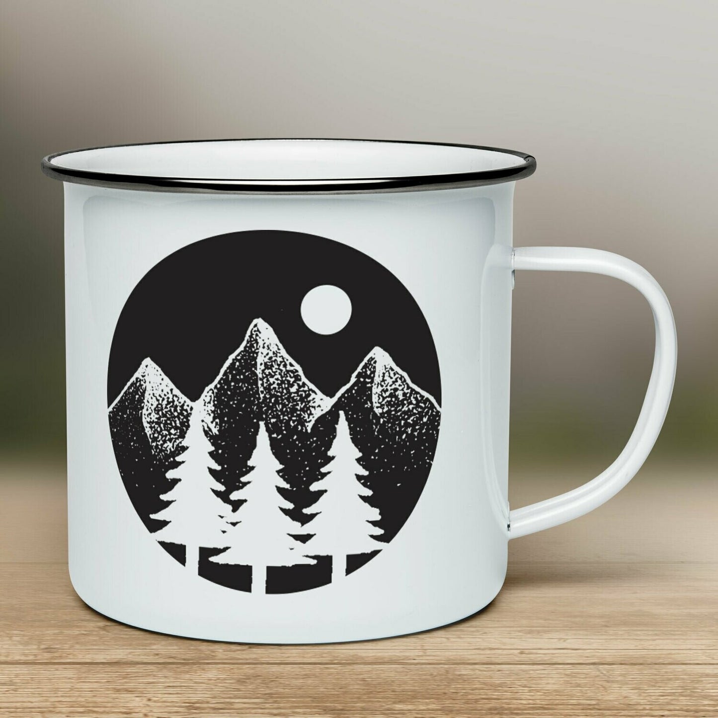 Smaltovaný hrnček - biely - Nočné hory