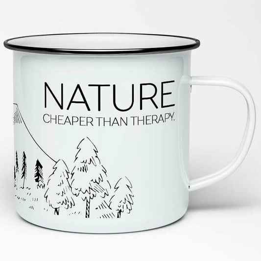 Smaltovaný hrnček - biely - Nature. cheaper than therapy