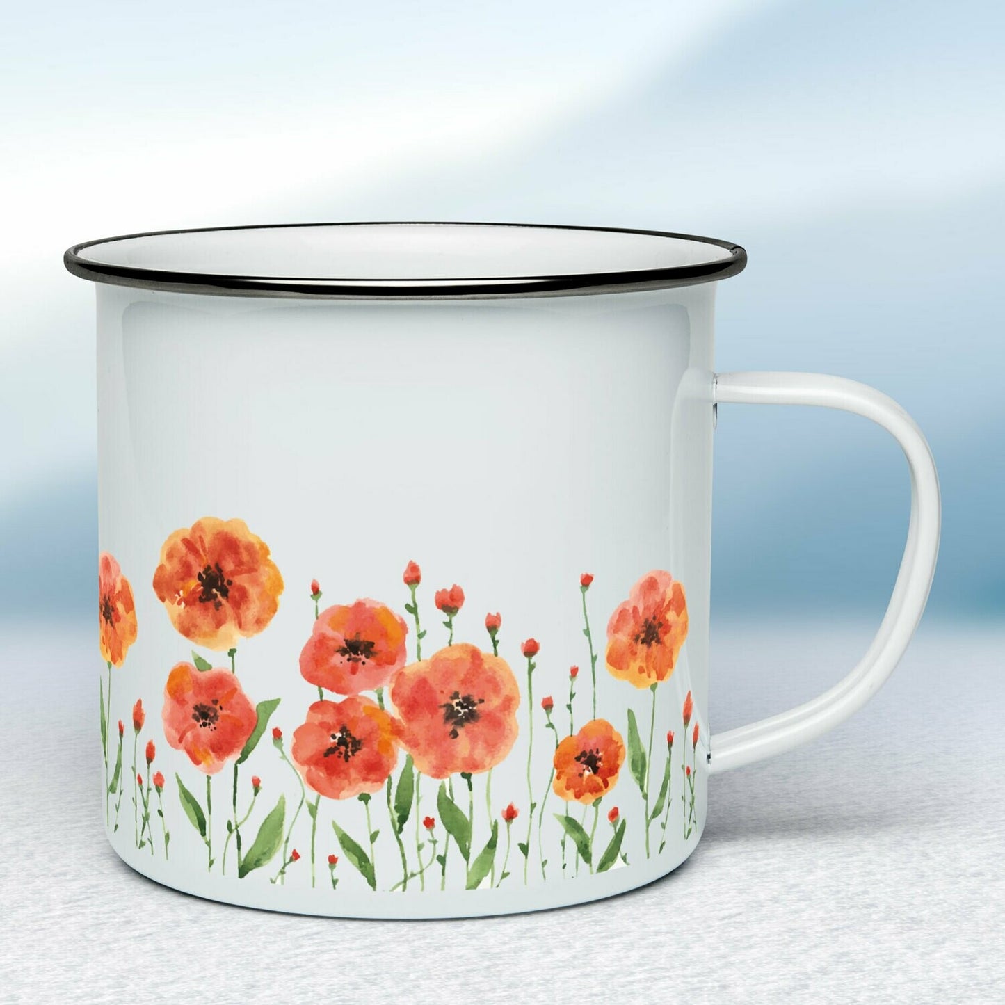 Smaltovaný hrnček - biely - Maky