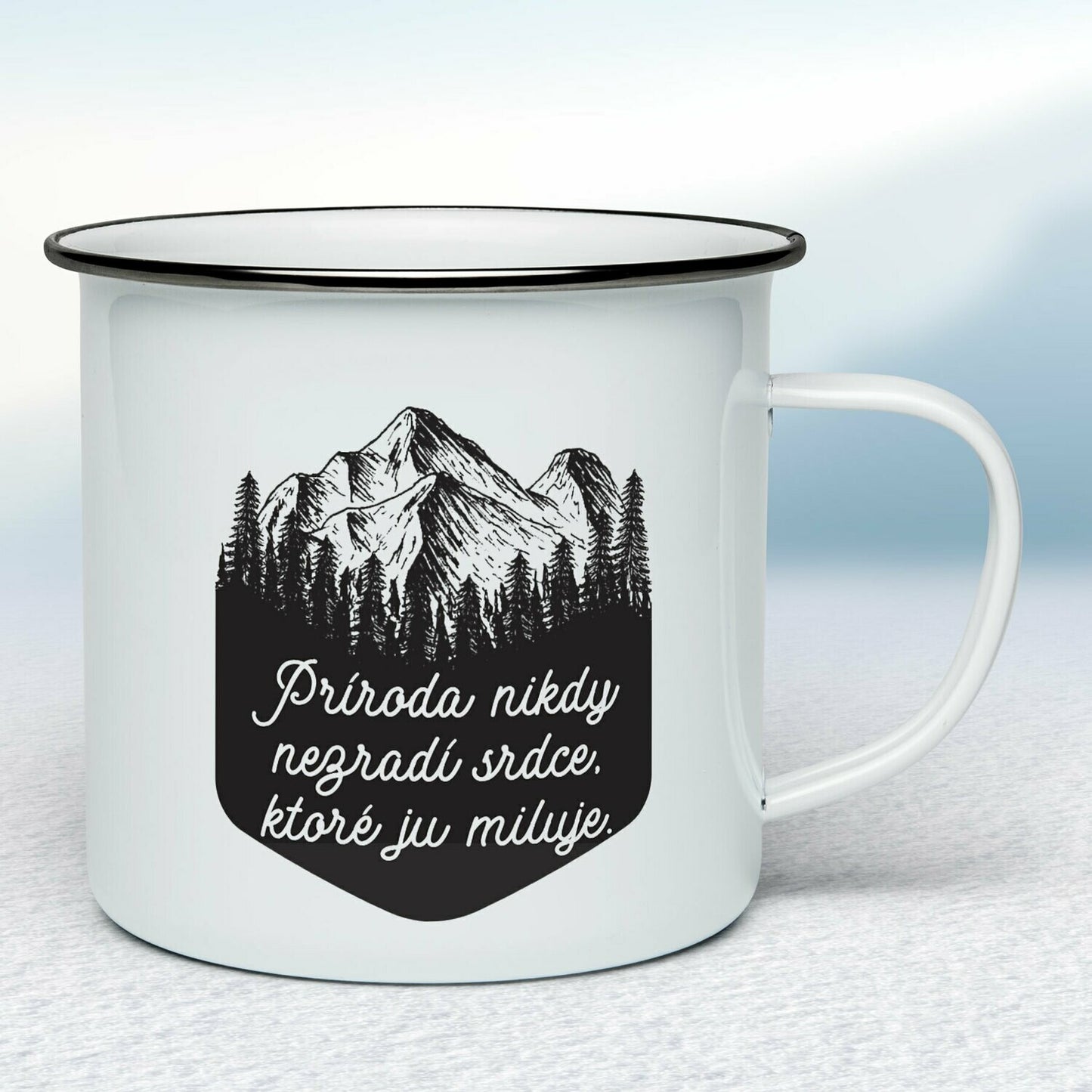 Smaltovaný hrnček - biely - Príroda nikdy nezradí srdce ktoré ju miluje