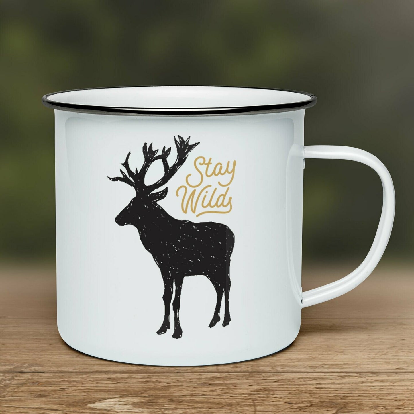 Smaltovaný hrnček - biely - Stay wild