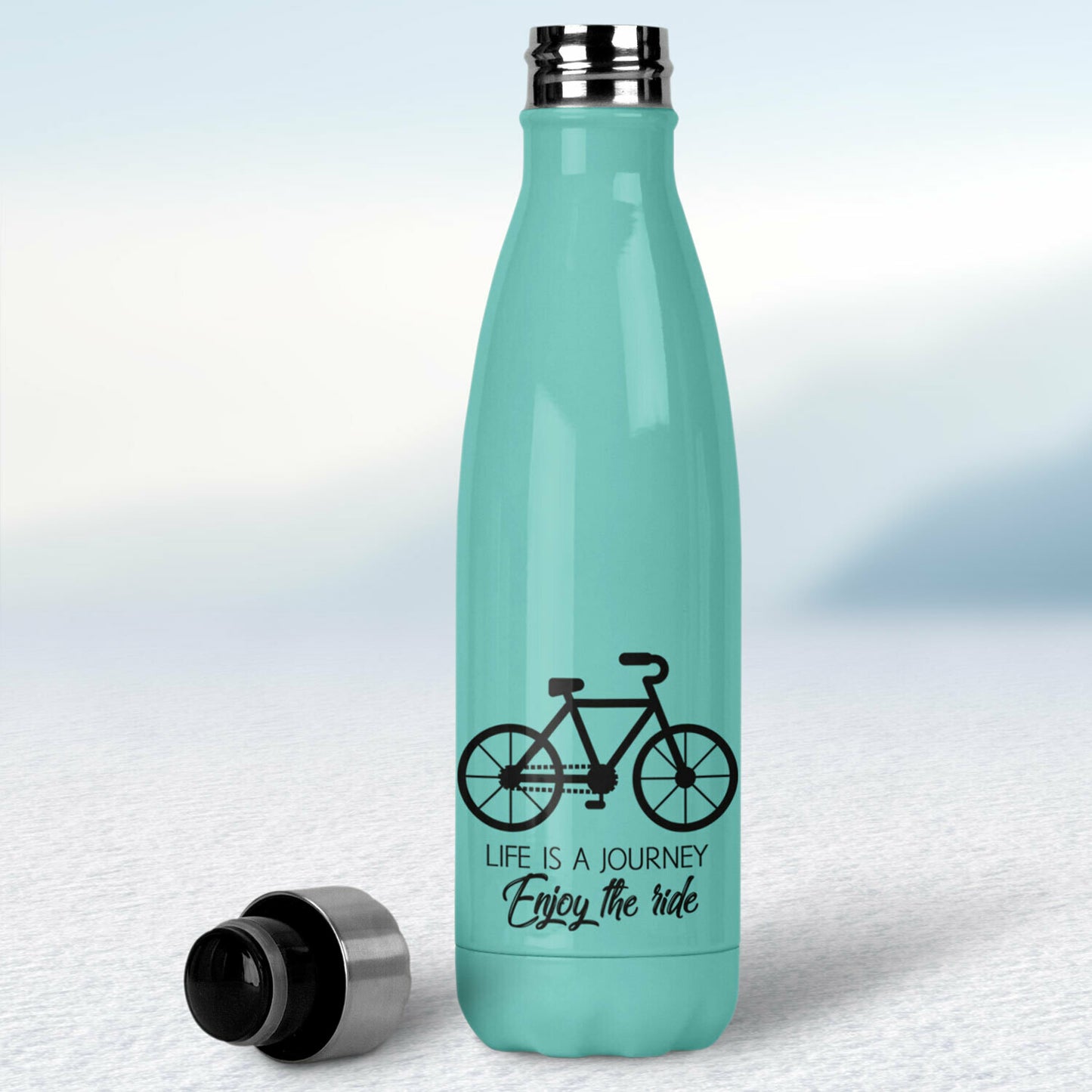 Termofľaša - mentolová - Life is a journey enjoy the ride bike
