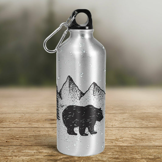 Turistická fľaša - strieborná - Medveď v prírode