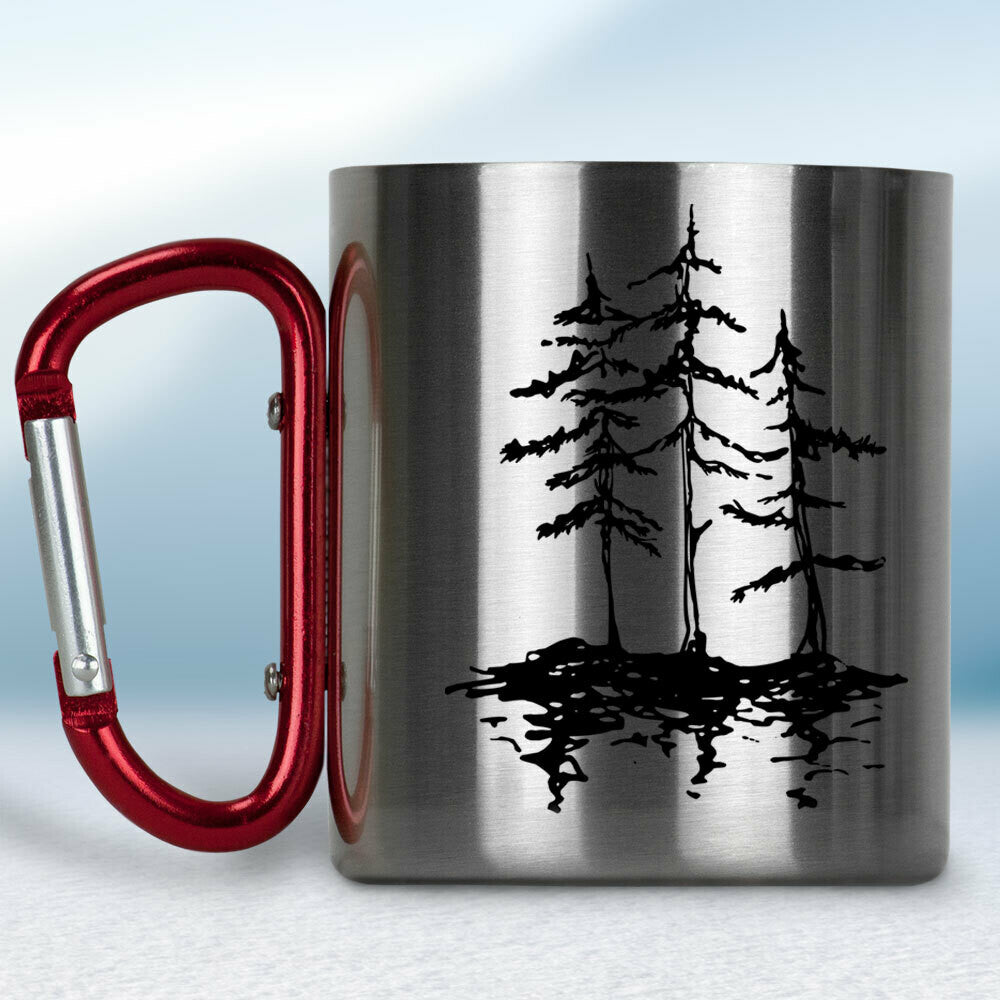 Kovový turistický hrnček s karabínkou