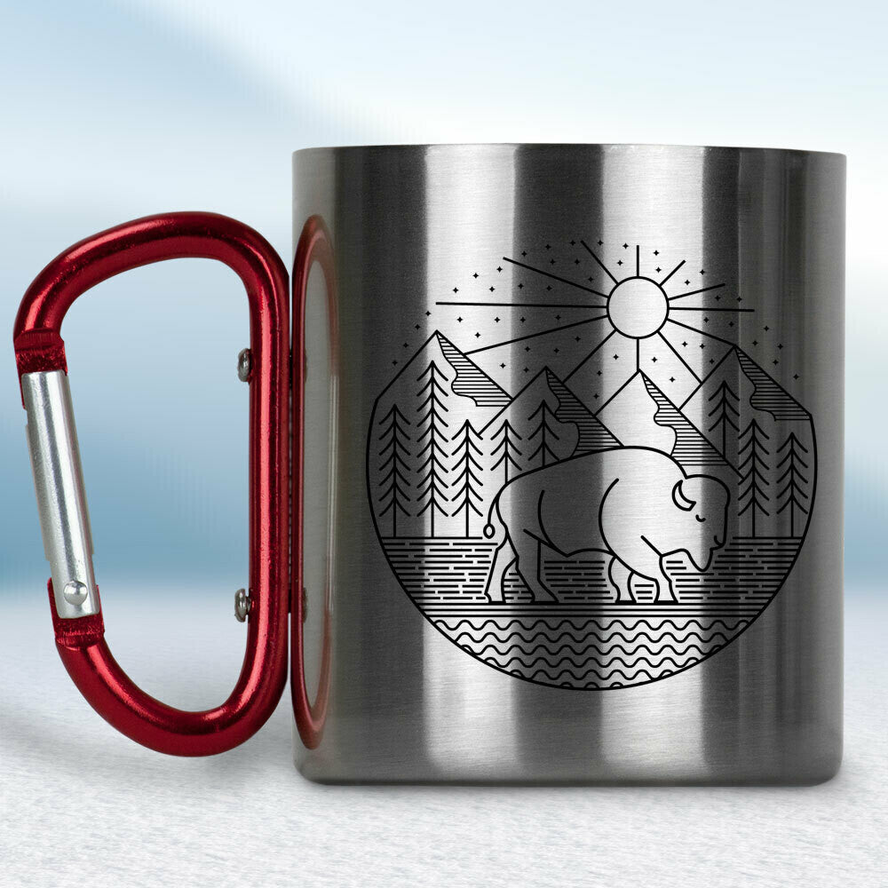 Kovový turistický hrnček s karabínkou