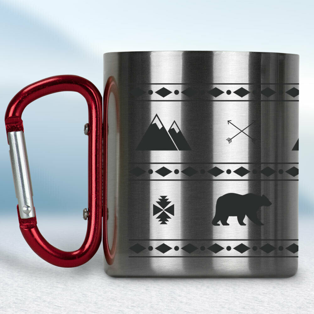 Kovový turistický hrnček s karabínkou