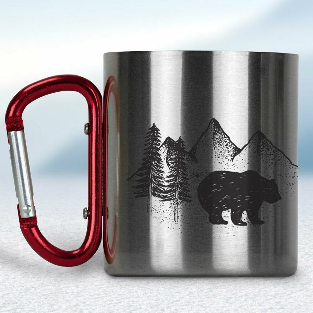 Kovový turistický hrnček s karabínkou