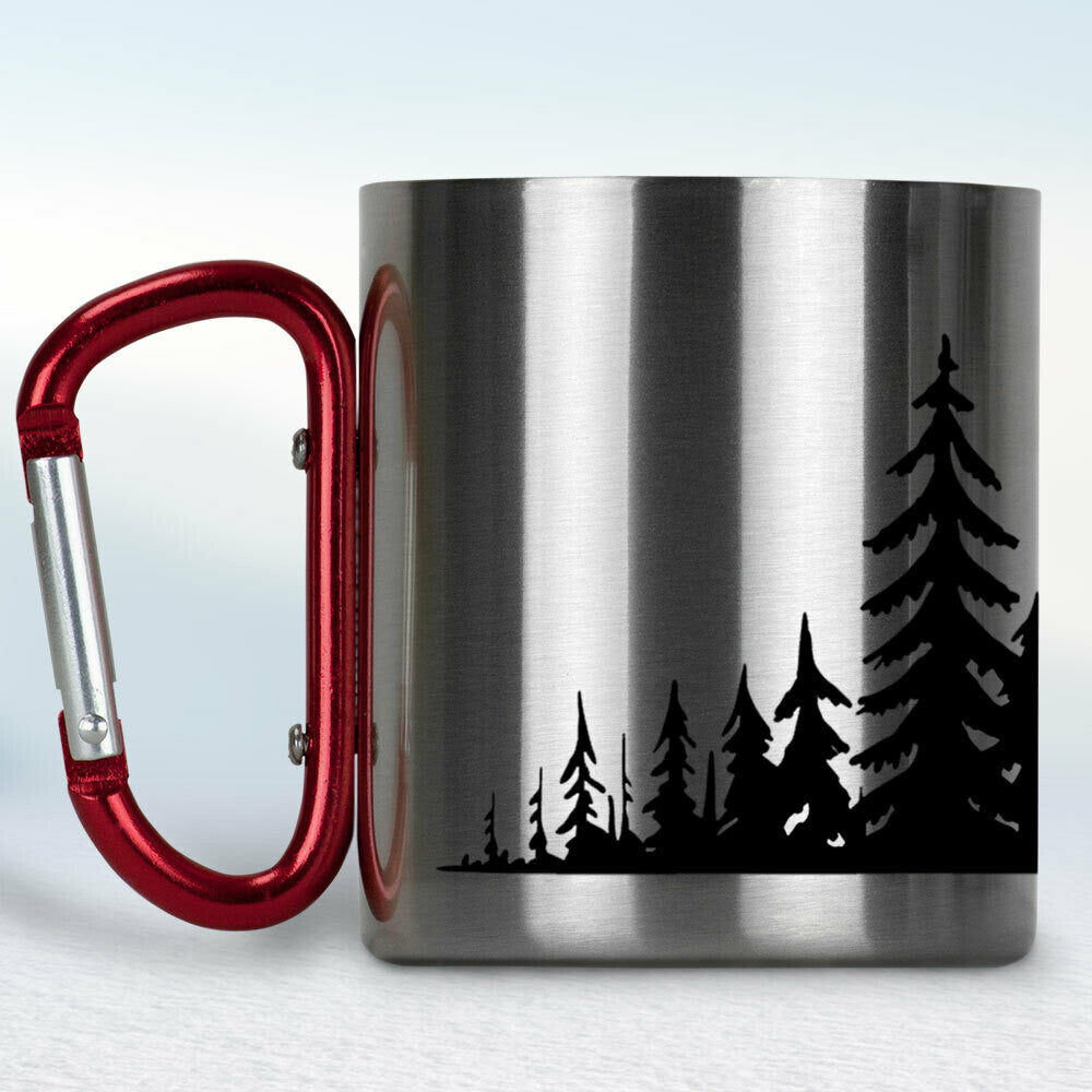 Kovový turistický hrnček s karabínkou