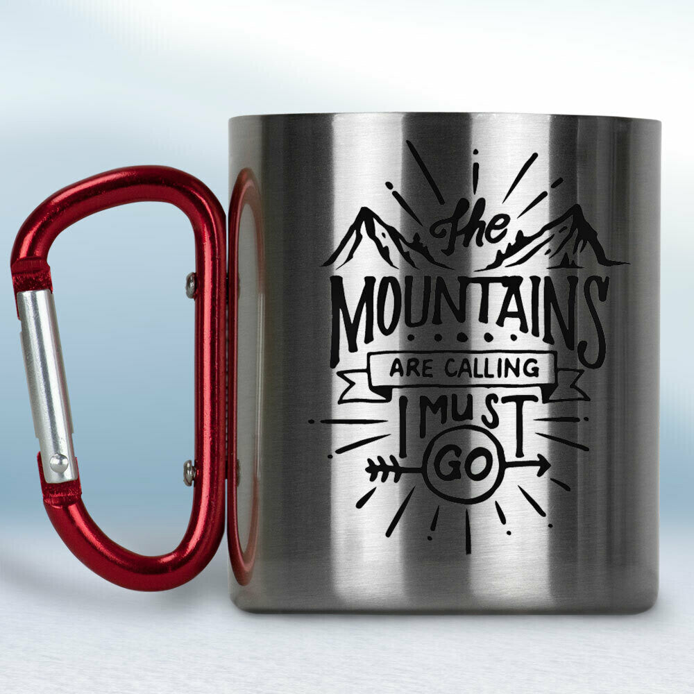 Kovový turistický hrnček s karabínkou