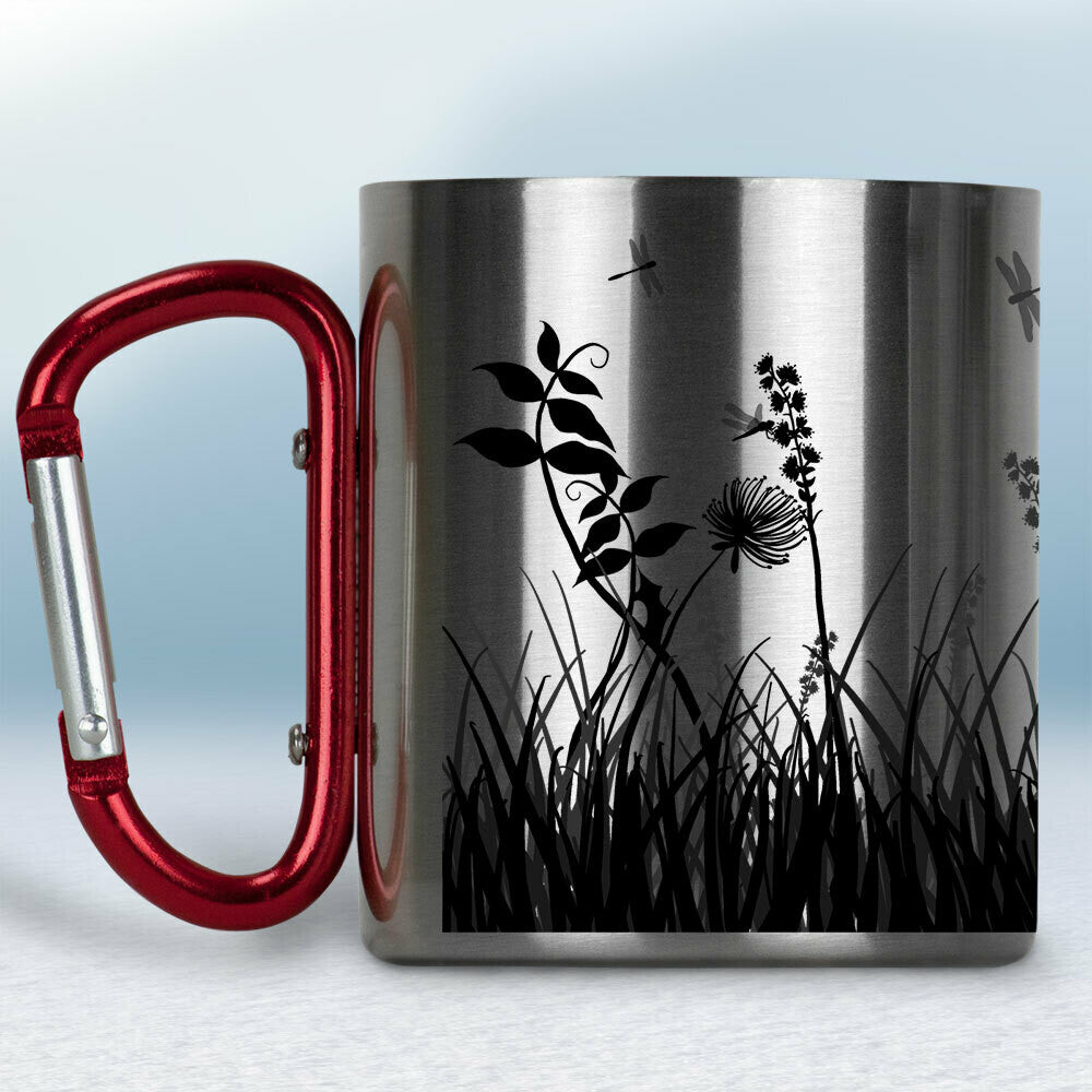 Kovový turistický hrnček s karabínkou