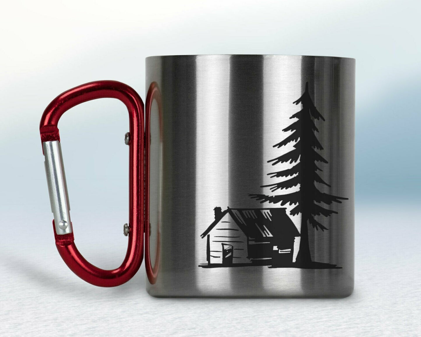 Kovový turistický hrnček s karabínkou