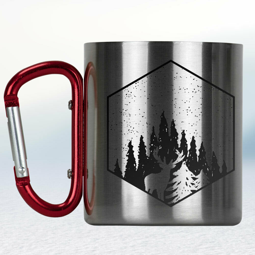 Kovový turistický hrnček s karabínkou