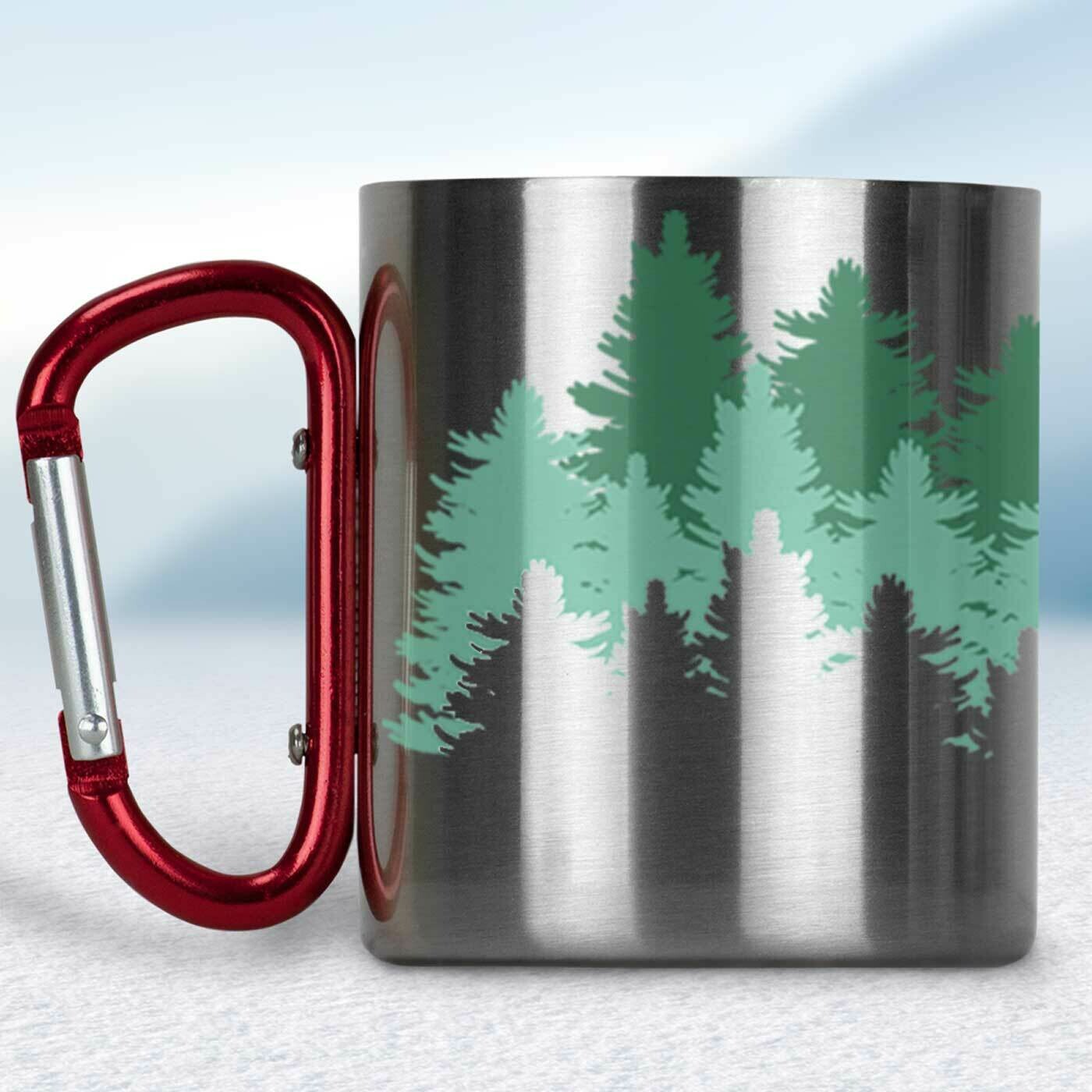 Kovový turistický hrnček s karabínkou