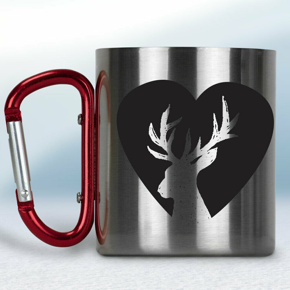 Kovový turistický hrnček s karabínkou