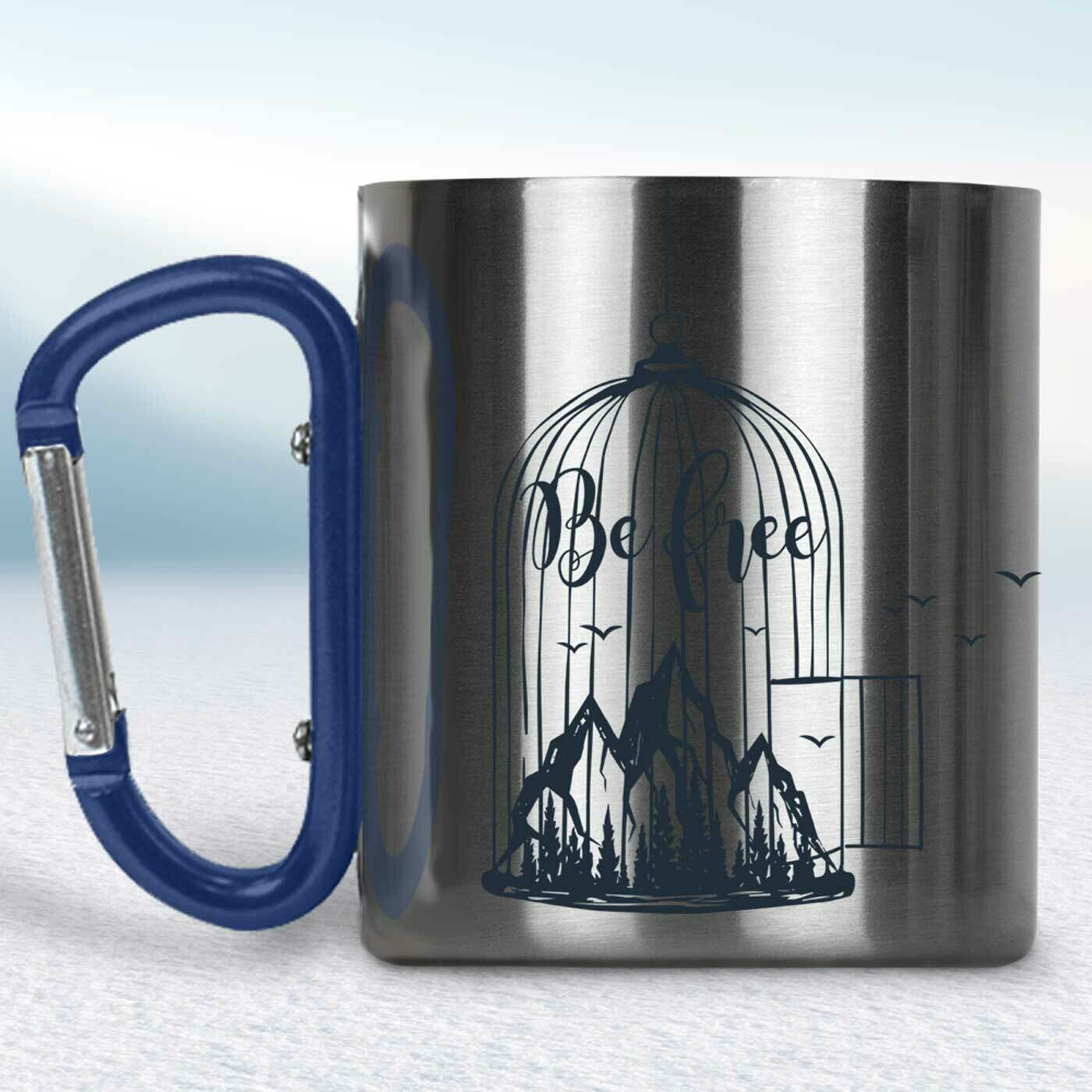 Kovový turistický hrnček s karabínkou