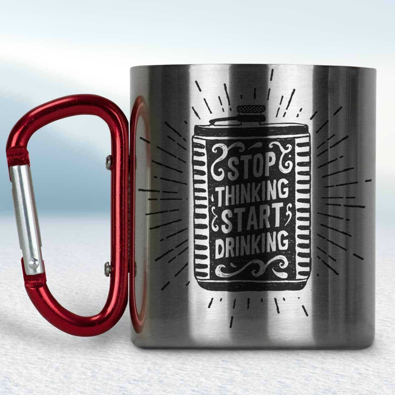 Kovový turistický hrnček s karabínkou