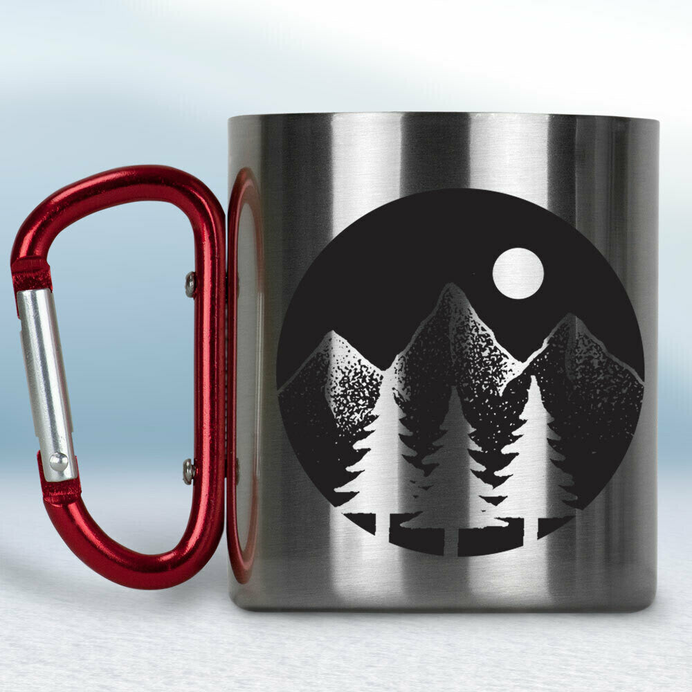 Kovový turistický hrnček s karabínkou