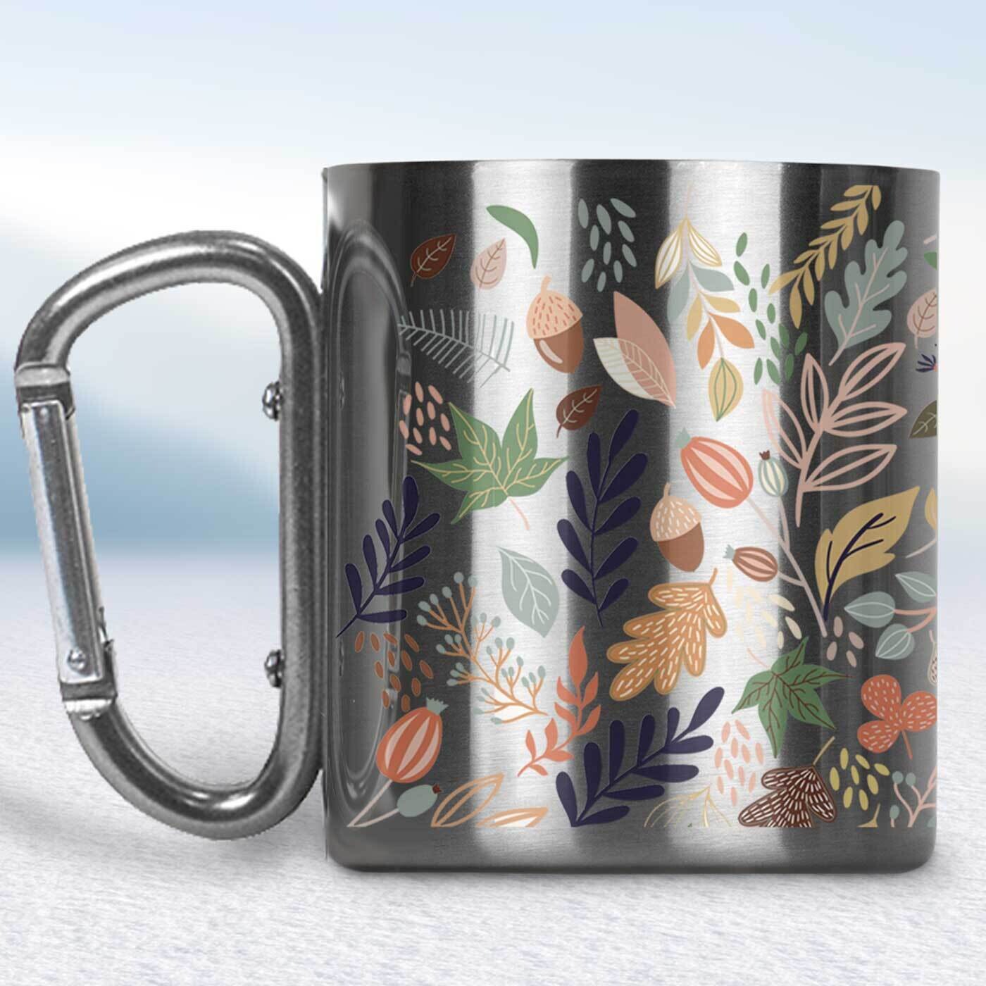 Kovový turistický hrnček s karabínkou