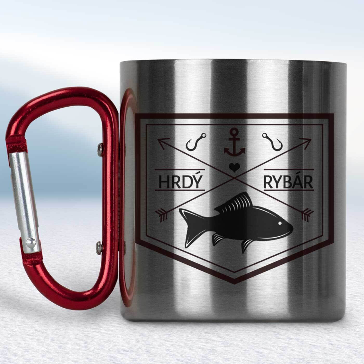 Kovový turistický hrnček s karabínkou