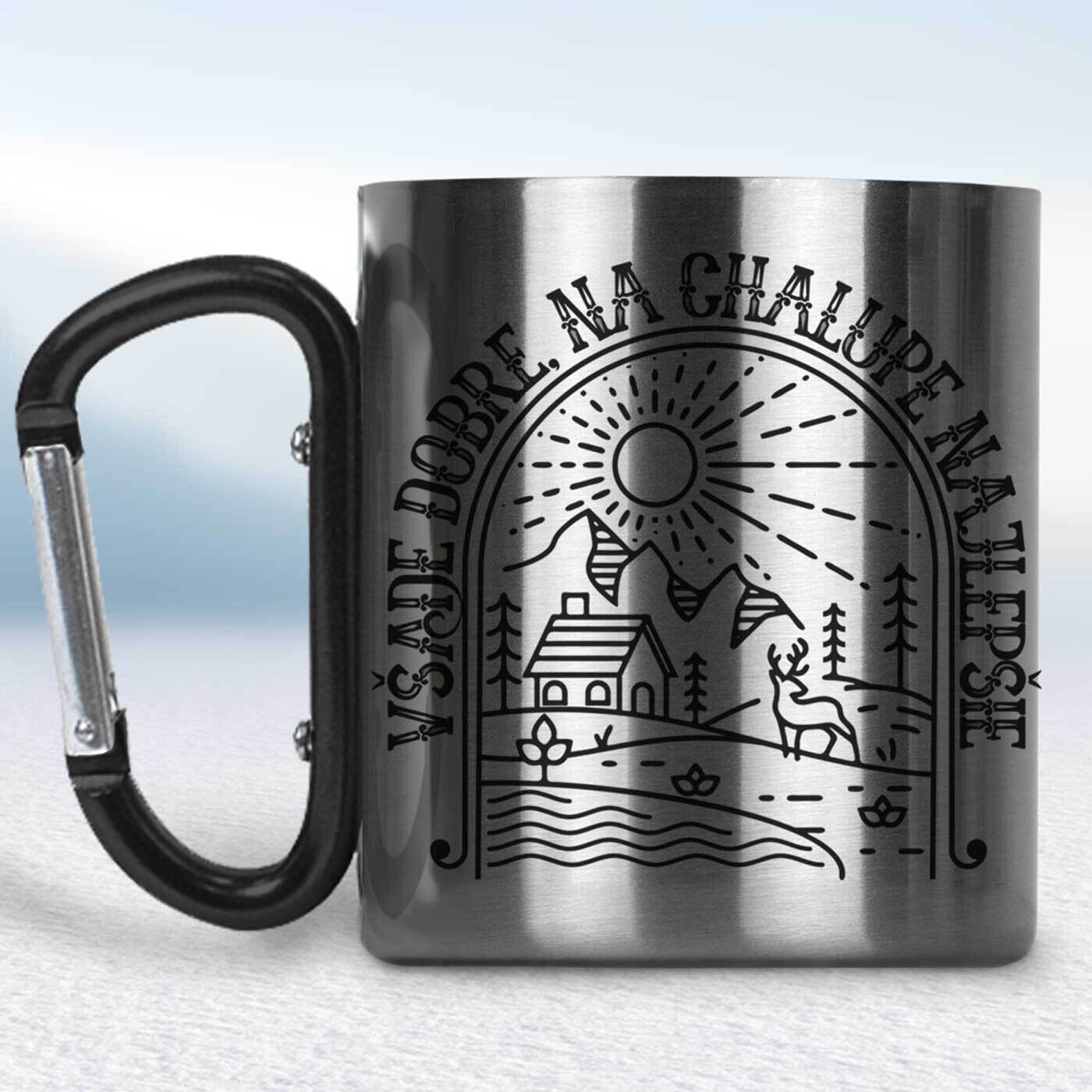 Kovový hrnček s karabínkou