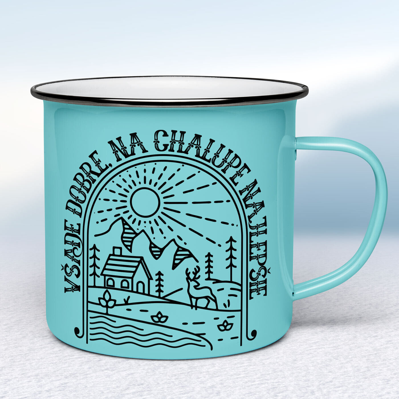 Tyrkysový smaltovaný hrnček