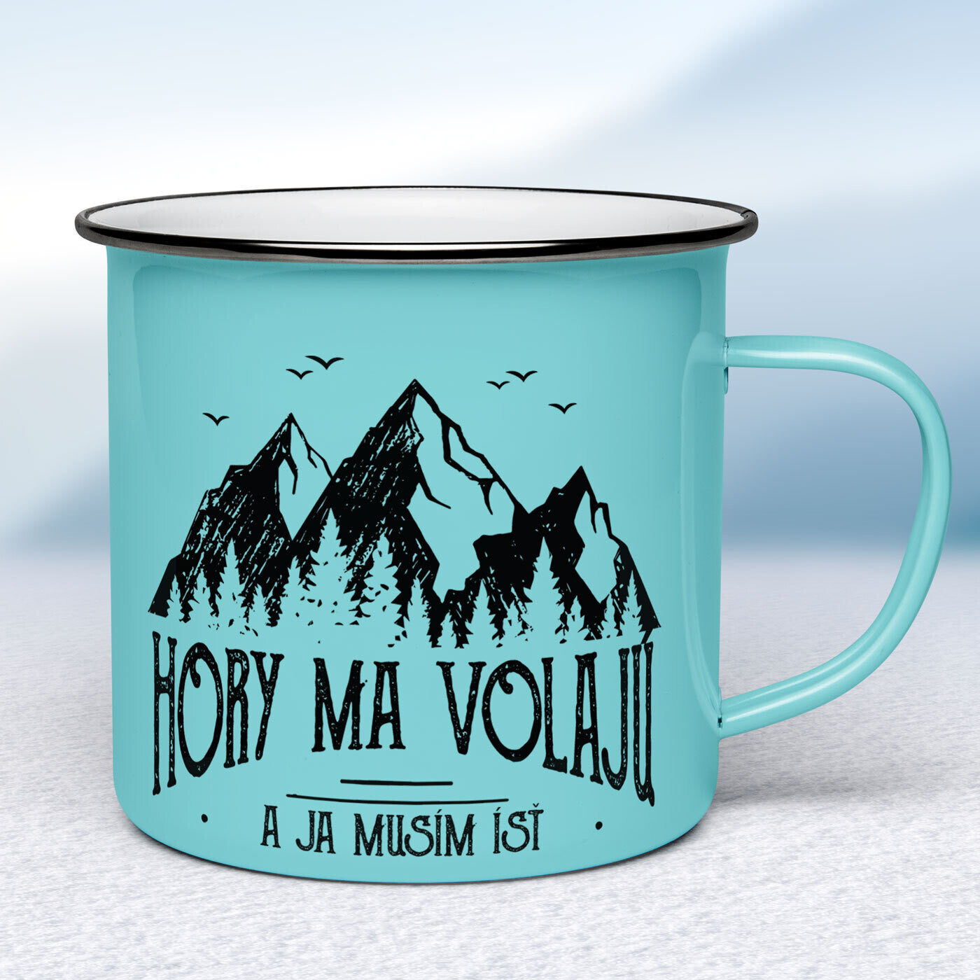 Tyrkysový smaltovaný hrnček