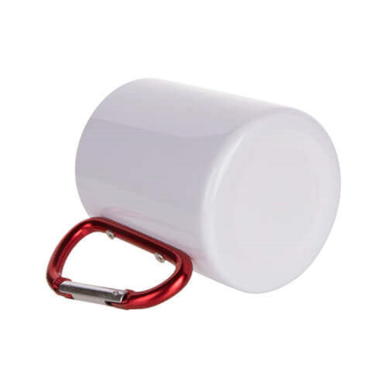 Biely turistický hrnček s karabínkou