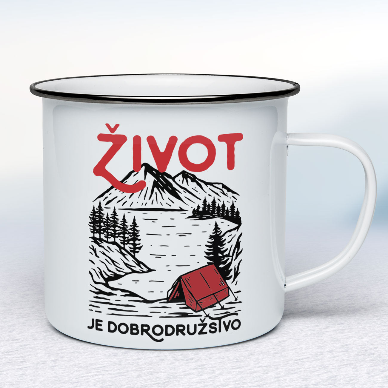 Smaltovaný hrnček Život je dobrodružstvo