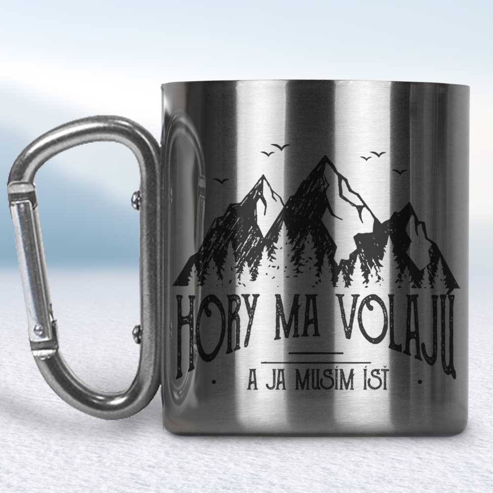 Nerezový turistický hrnček s karabínkou - HEYA