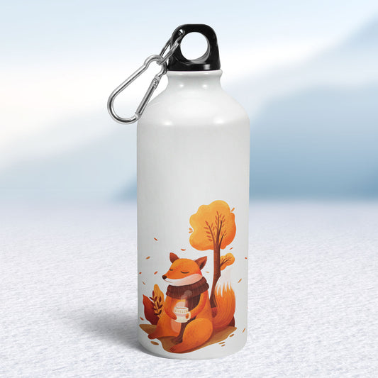 Turistická fľaša - biela - Jesenná líška
