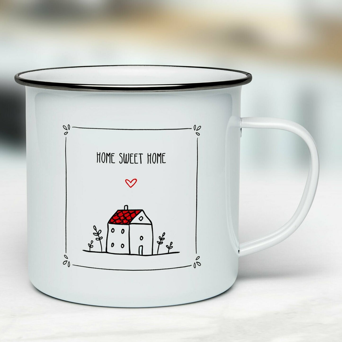 Smaltovaný hrnček - biely - Home sweet home