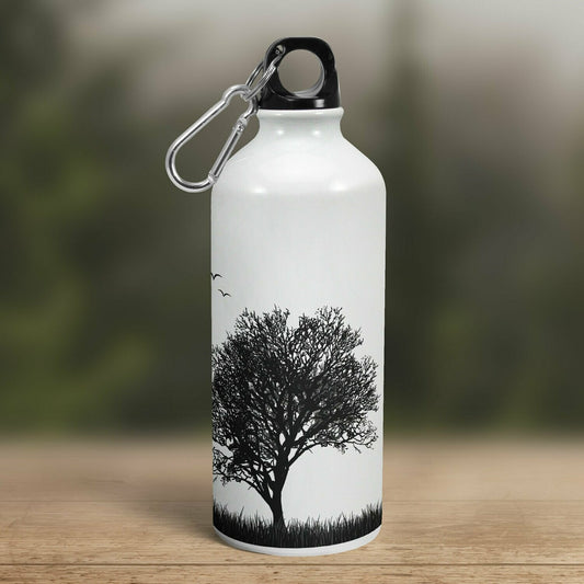 Turistická fľaša - biela - Listnatý strom & vtáčiky