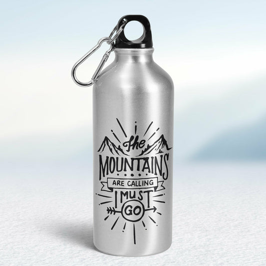 Turistická fľaša - strieborná - The mountains are calling, I must go