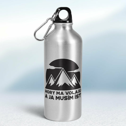 Turistická fľaša - strieborná - Hory ma volajú a ja musím ísť (s oblakmi)